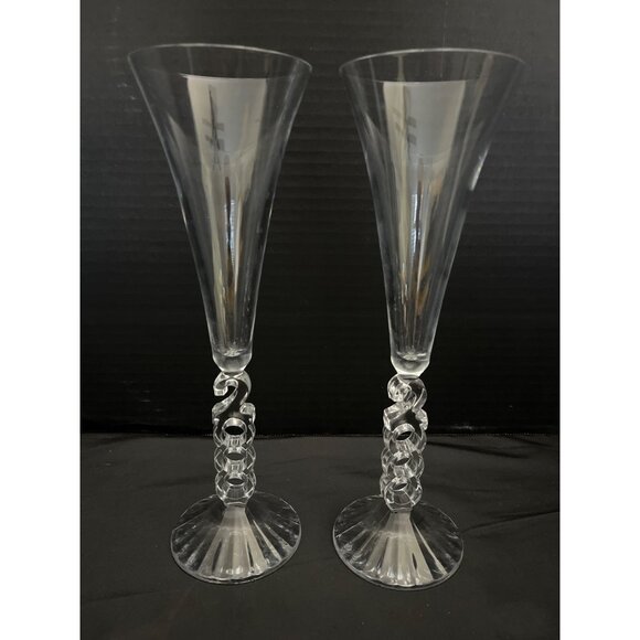 Vintage Millennium Champagne Flutes Cristal D’Arques France - Picture 1 of 7